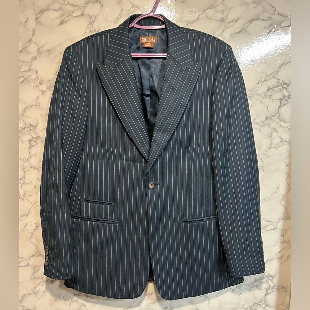 Michael Michael Kors Mens Blue and White Pinstripe Sport Jacket Size 40R